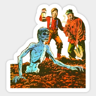 Return from the grave. Tomb of Terror. Tales beyond belief and imagination. Zombie Comic Retro Vintage Sticker